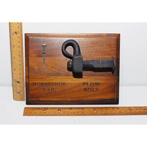 Horseshoe Nail and Plow Bolt Wall Display on Solid Wood Great Gift Idea! Rustic